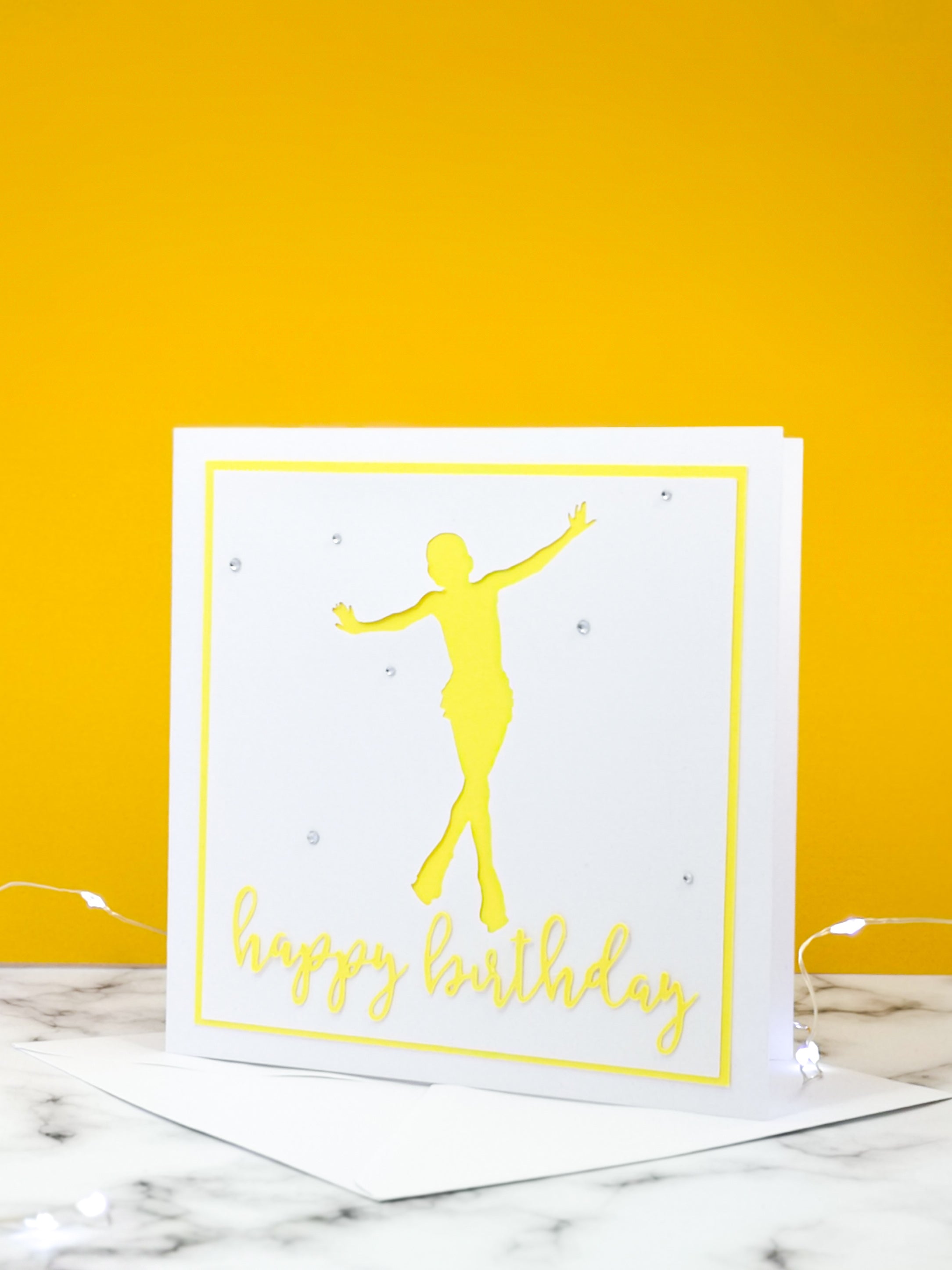 Jump | Handmade Large Square Silhouette Birthday Card | The Bright Edition