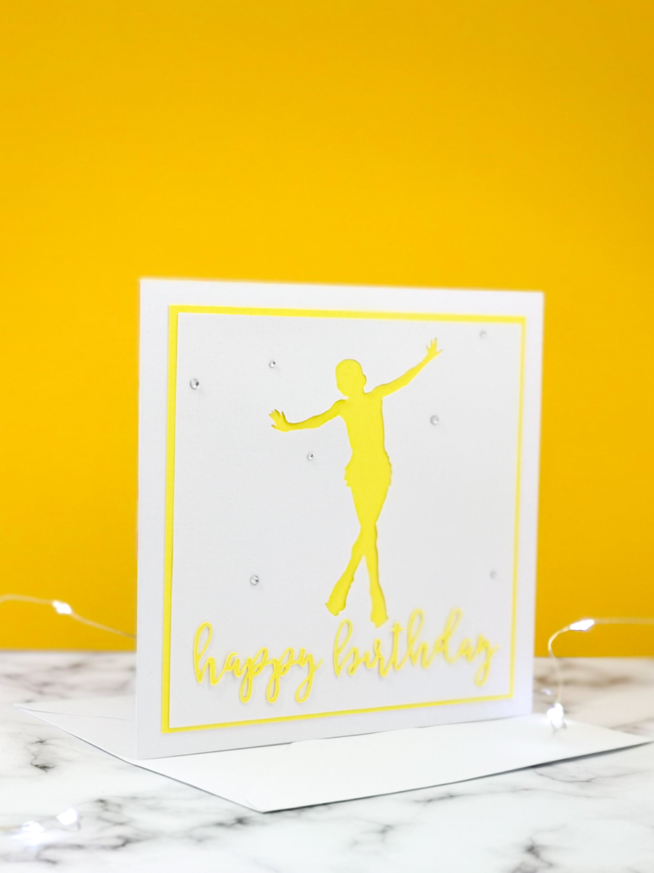 Jump | Handmade Large Square Silhouette Birthday Card | The Bright Edition