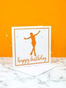 Jump | Handmade Large Square Silhouette Birthday Card | The Bright Edition