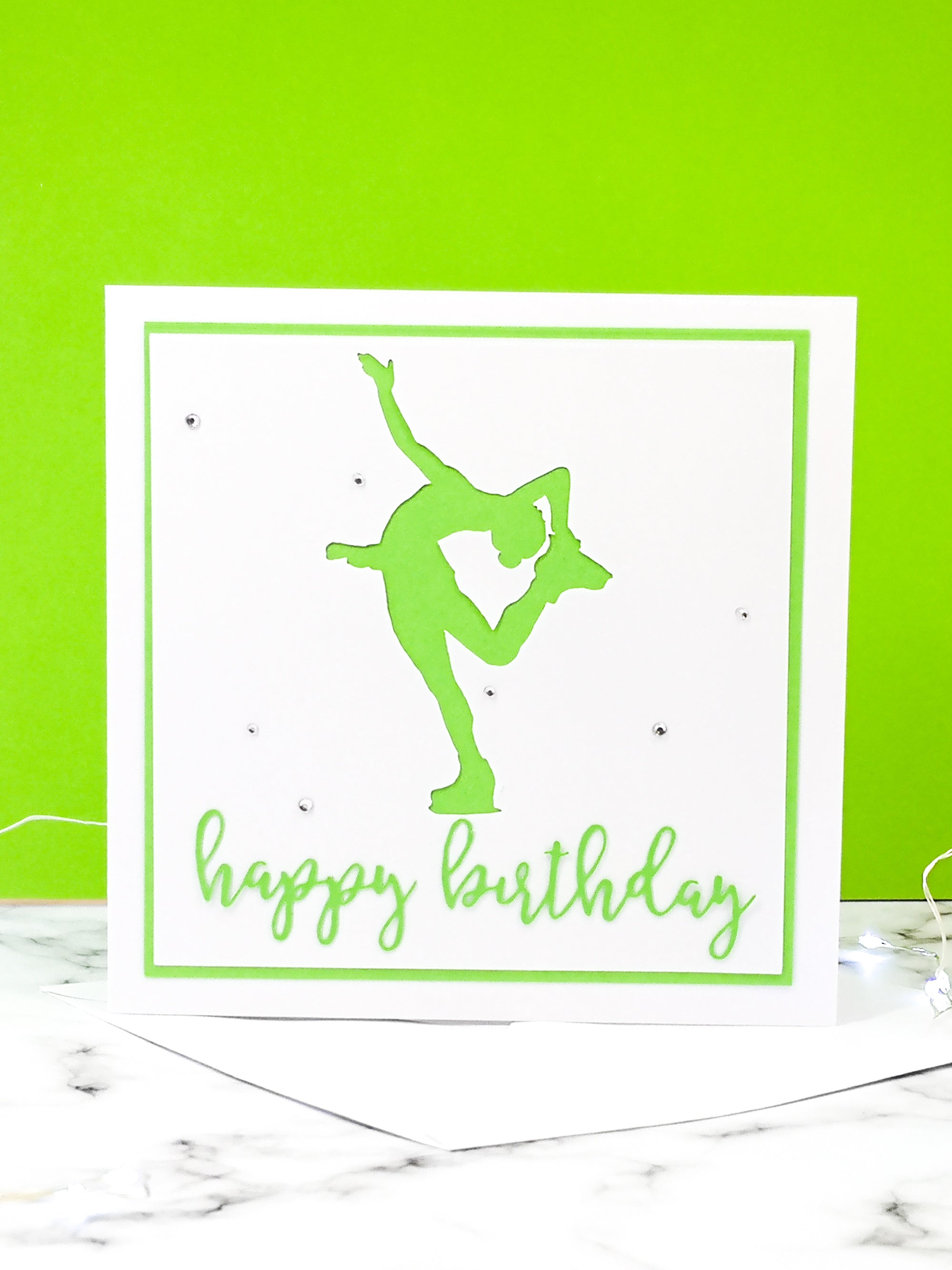 Layback Spin | Handmade Large Square Silhouette Birthday Card | The Bright Edition