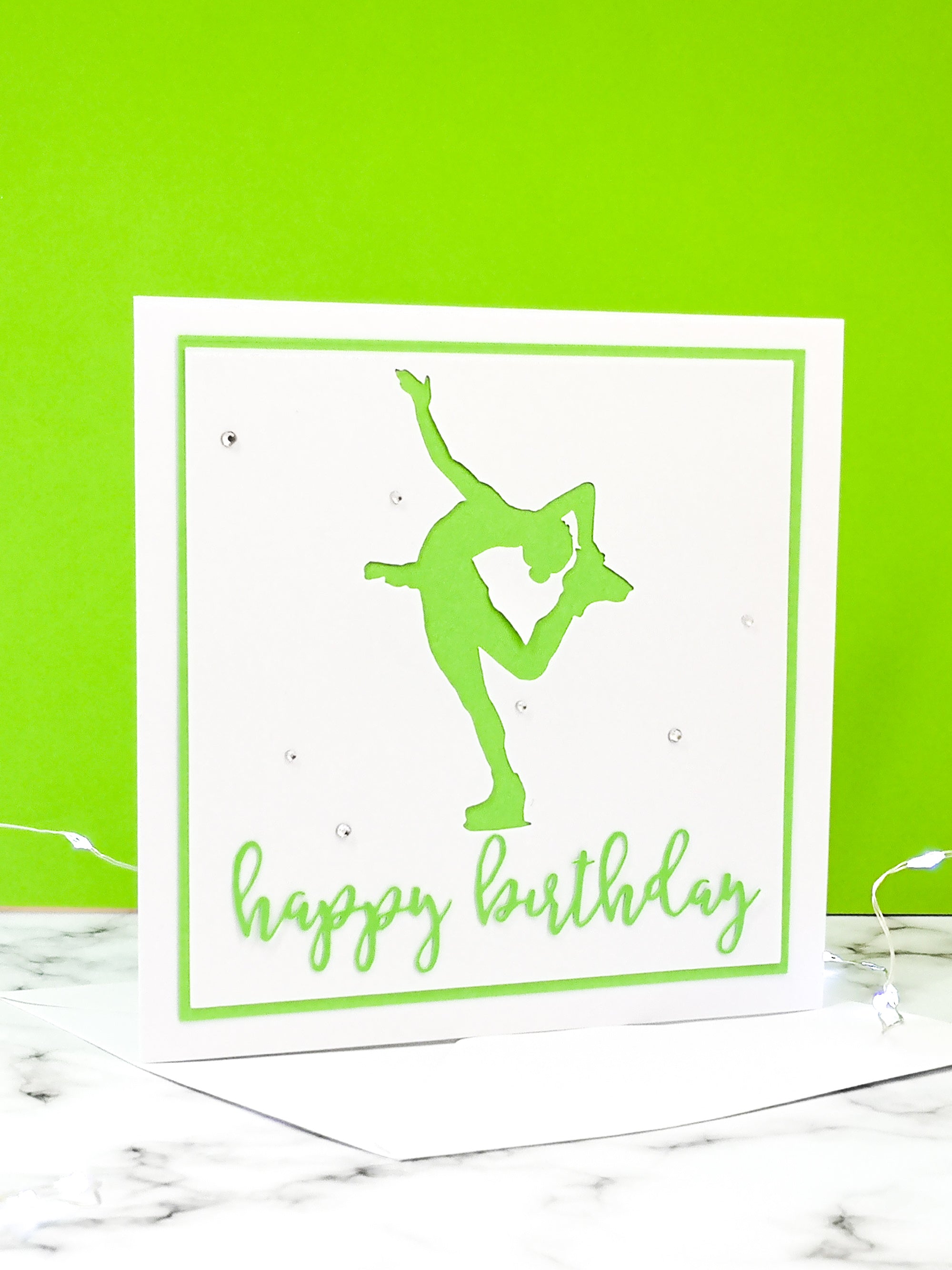 Layback Spin | Handmade Large Square Silhouette Birthday Card | The Bright Edition