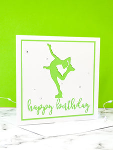 Layback Spin | Handmade Large Square Silhouette Birthday Card | The Bright Edition