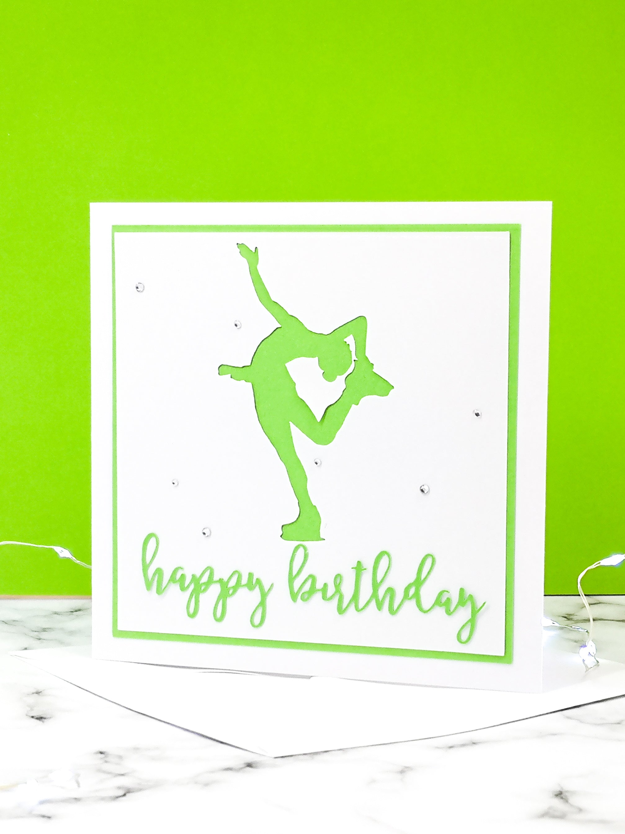 Layback Spin | Handmade Large Square Silhouette Birthday Card | The Bright Edition