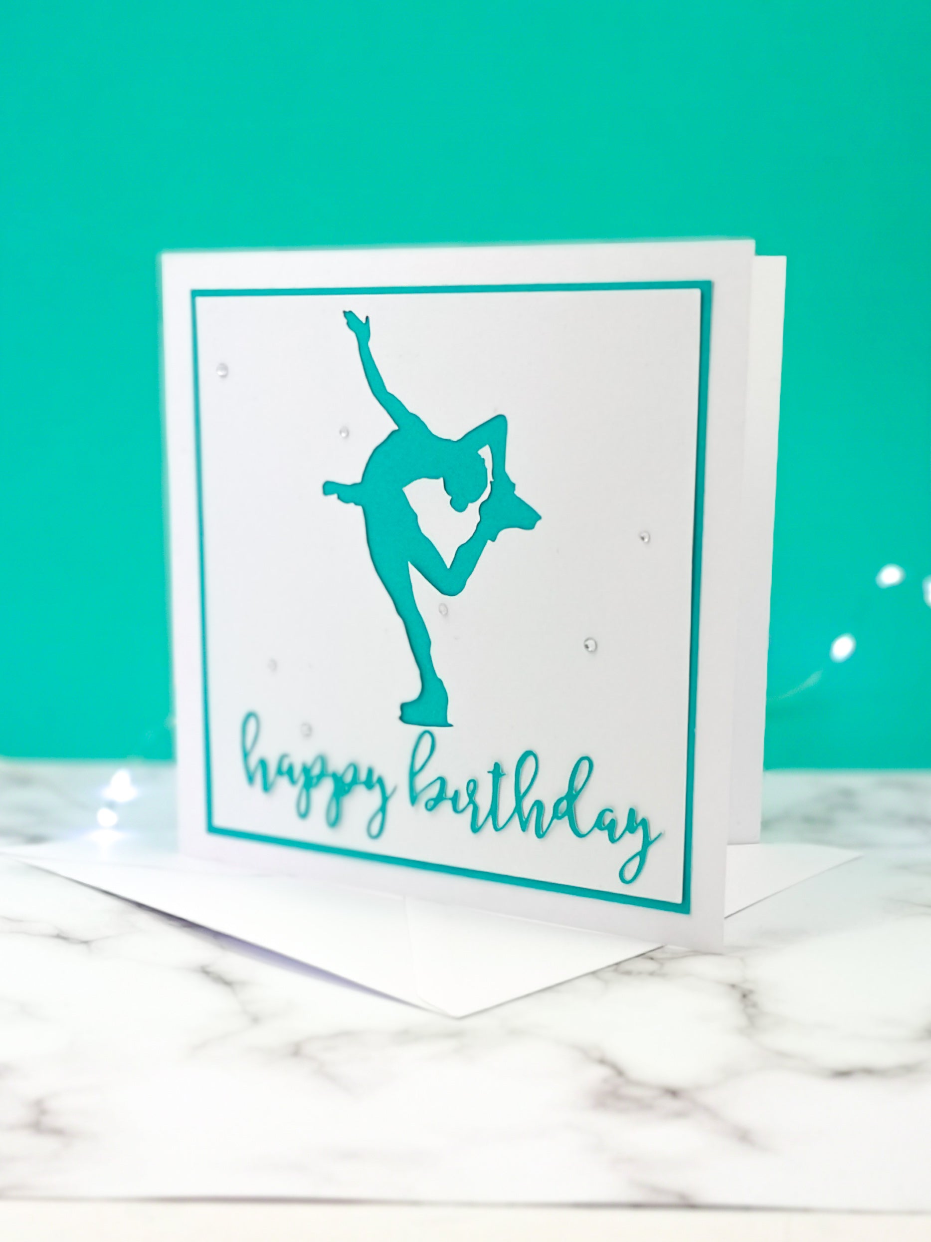 Layback Spin | Handmade Large Square Silhouette Birthday Card | The Bright Edition