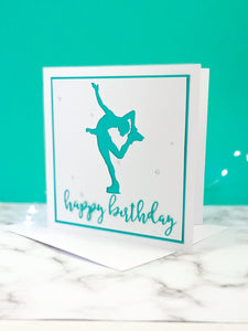 Layback Spin | Handmade Large Square Silhouette Birthday Card | The Bright Edition