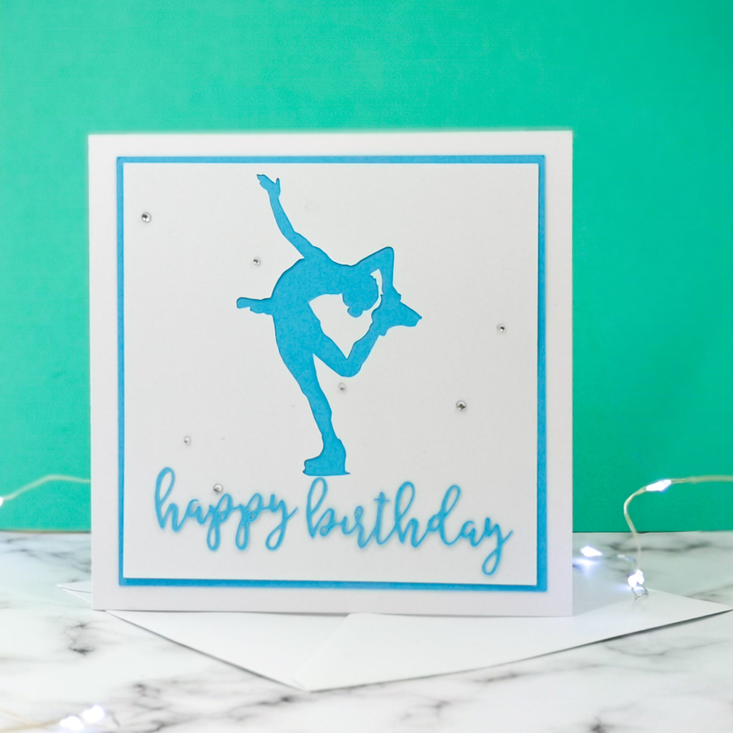 Layback Spin | Handmade Large Square Silhouette Birthday Card | The Bright Edition