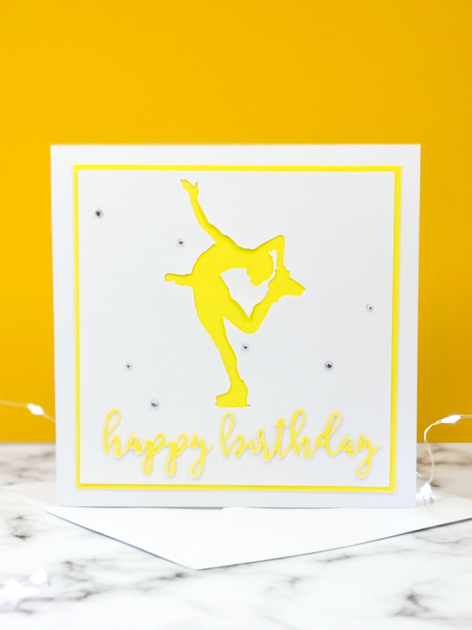 Layback Spin | Handmade Large Square Silhouette Birthday Card | The Bright Edition