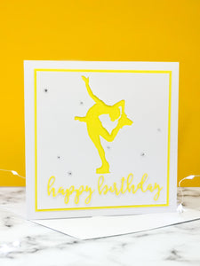 Layback Spin | Handmade Large Square Silhouette Birthday Card | The Bright Edition