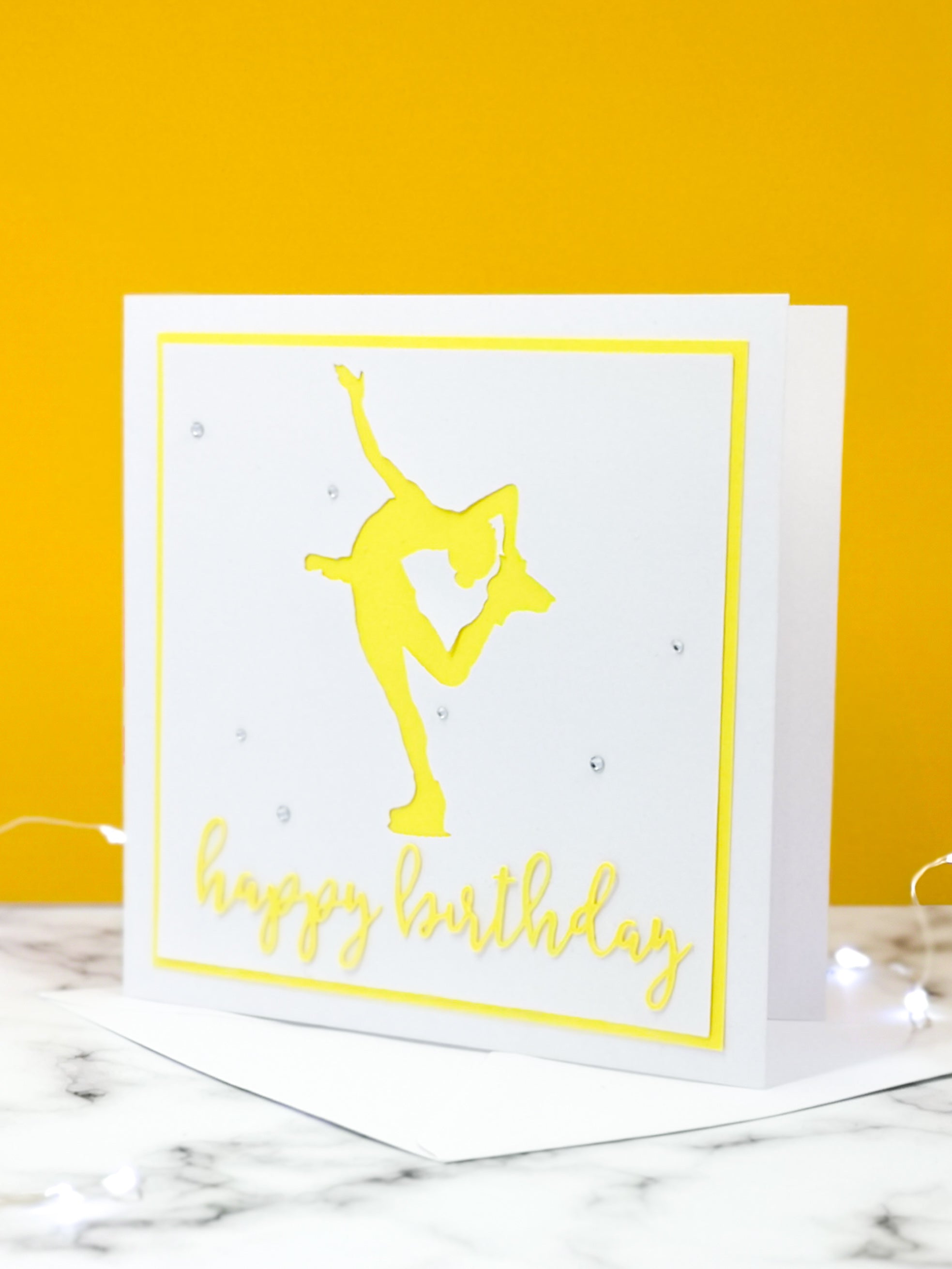 Layback Spin | Handmade Large Square Silhouette Birthday Card | The Bright Edition