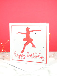 Toe Jump | Handmade Large Square Silhouette Birthday Card | The Bright Edition