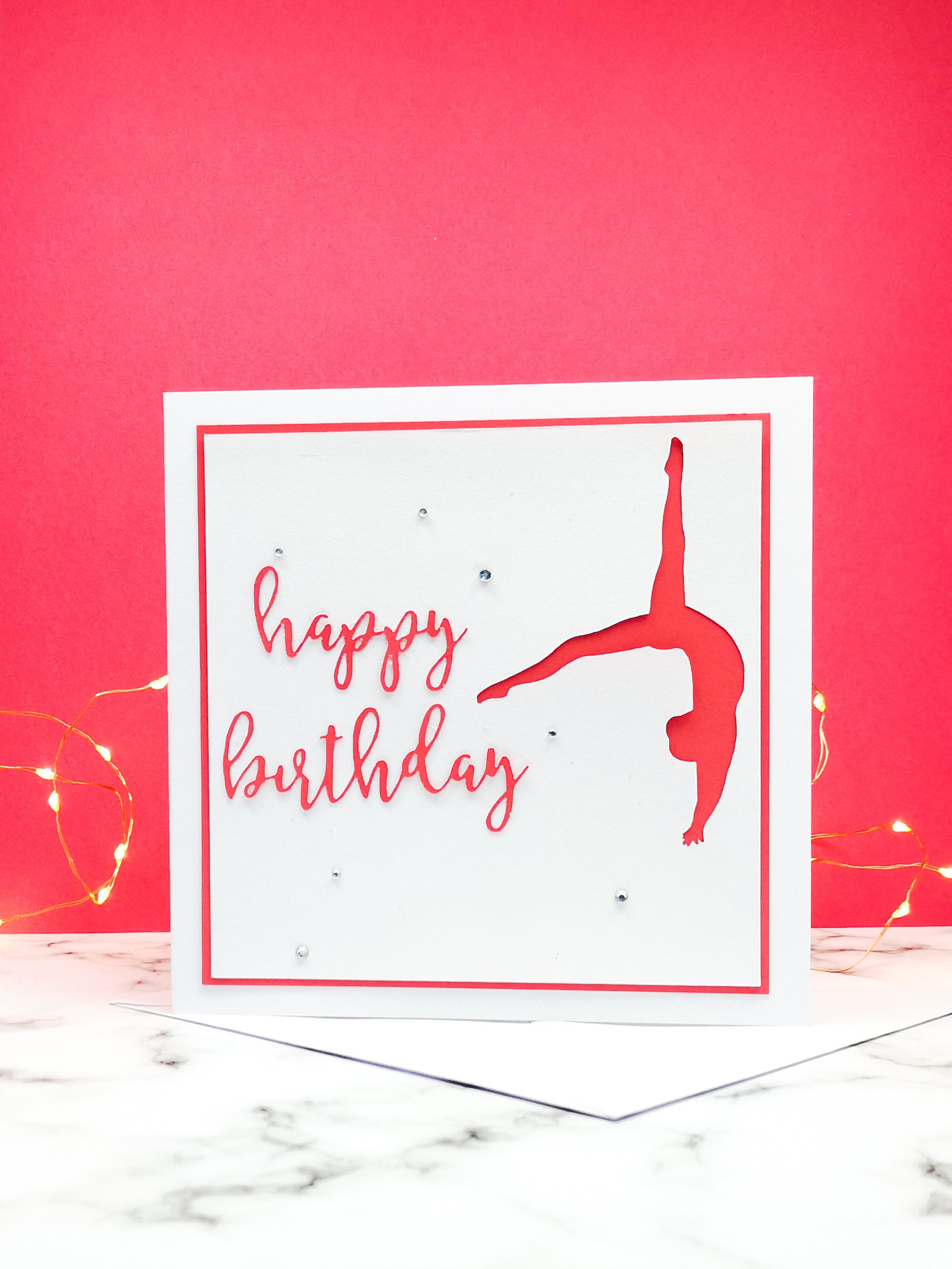 Back Flip | Handmade Large Square Silhouette Birthday Card | The Bright Edition