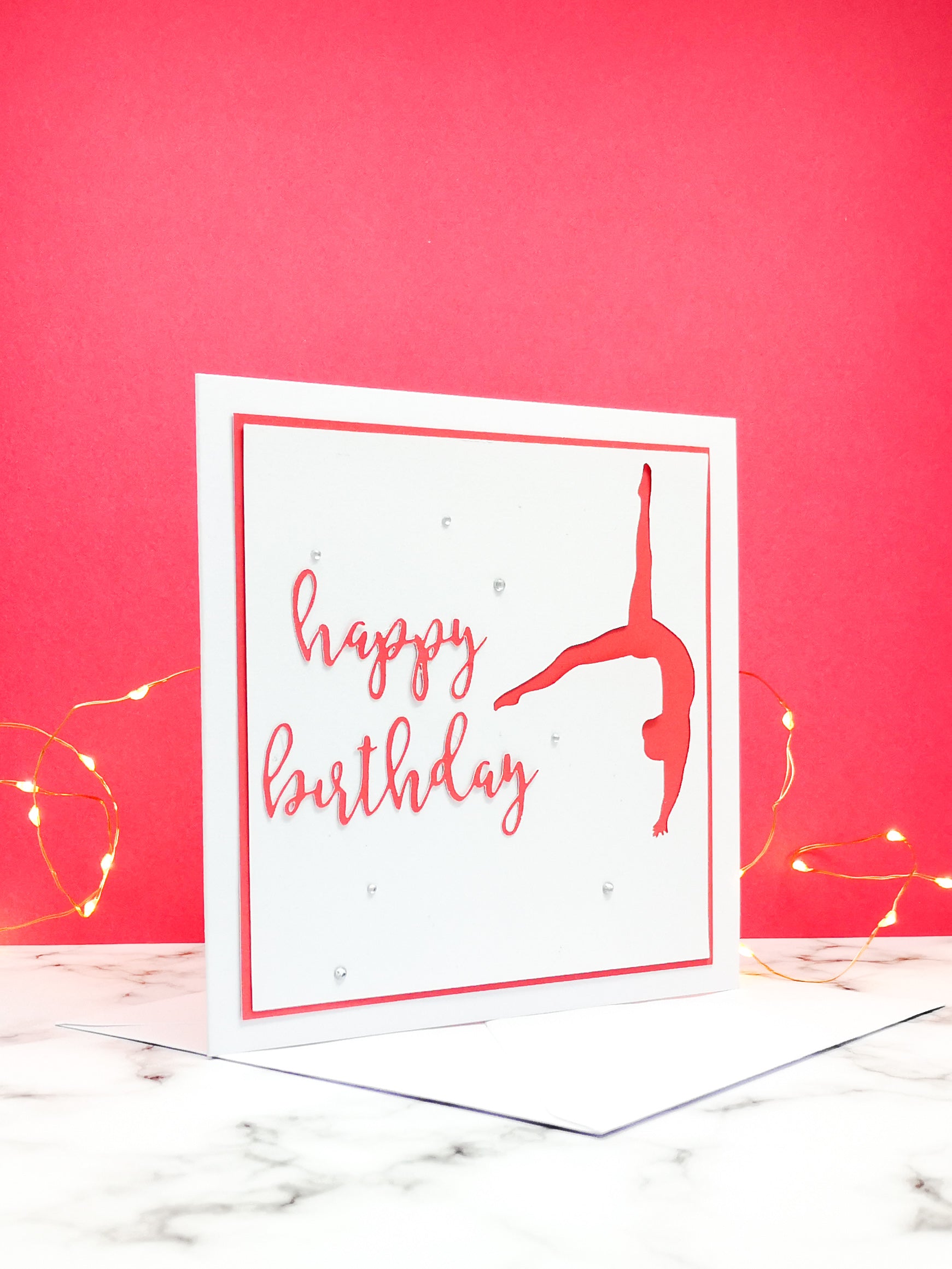 Back Flip | Handmade Large Square Silhouette Birthday Card | The Bright Edition