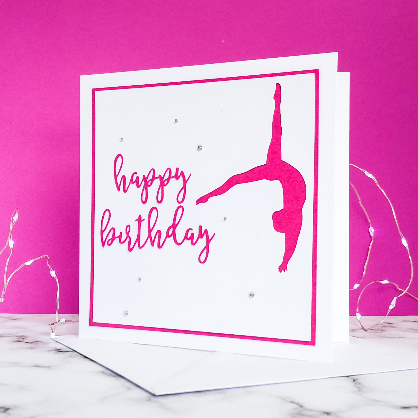 Back Flip | Handmade Large Square Silhouette Birthday Card | The Bright Edition