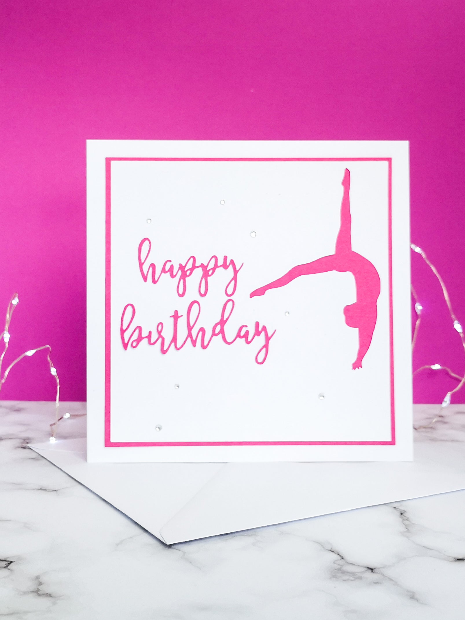 Back Flip | Handmade Large Square Silhouette Birthday Card | The Bright Edition