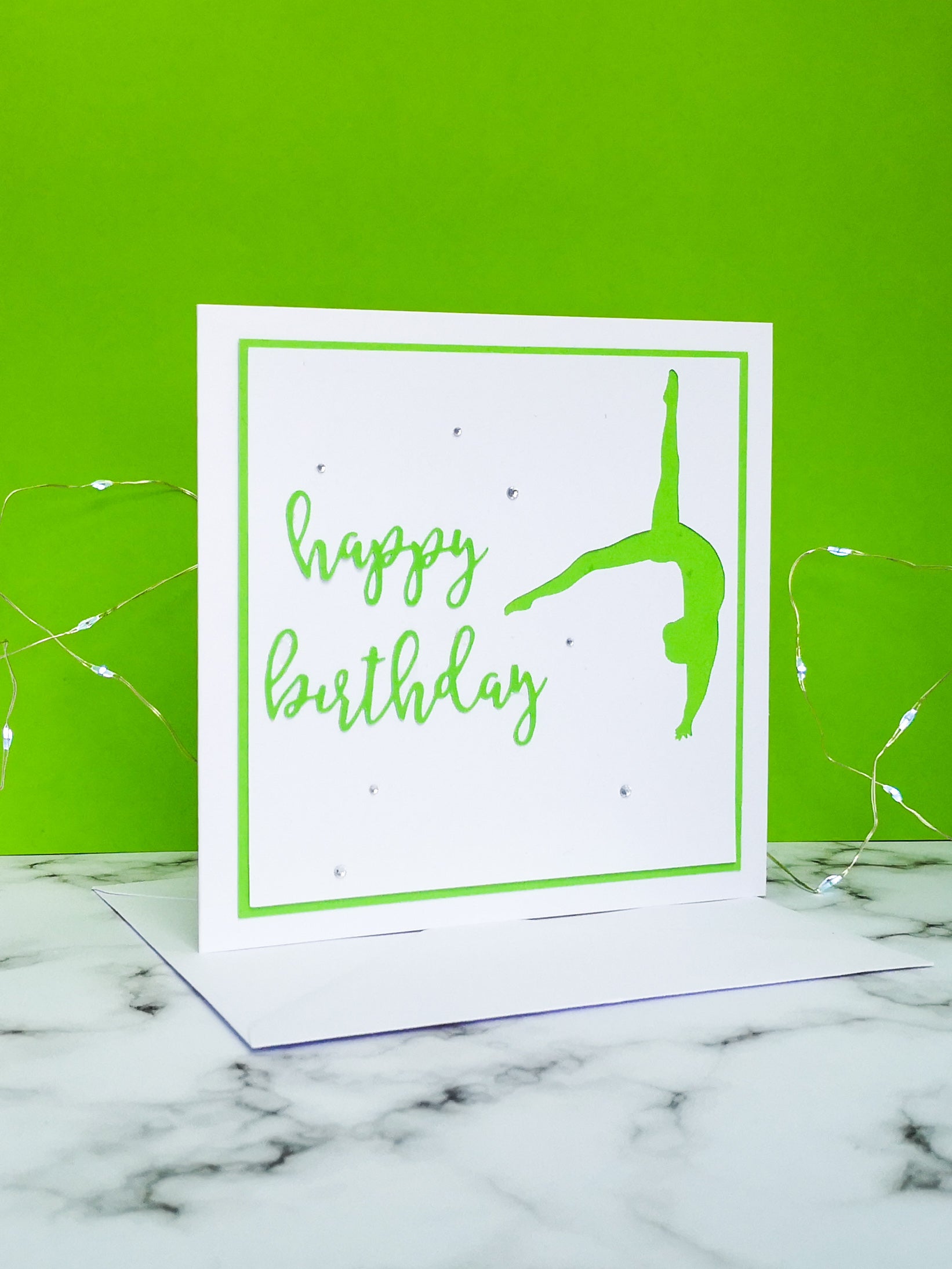 Back Flip | Handmade Large Square Silhouette Birthday Card | The Bright Edition