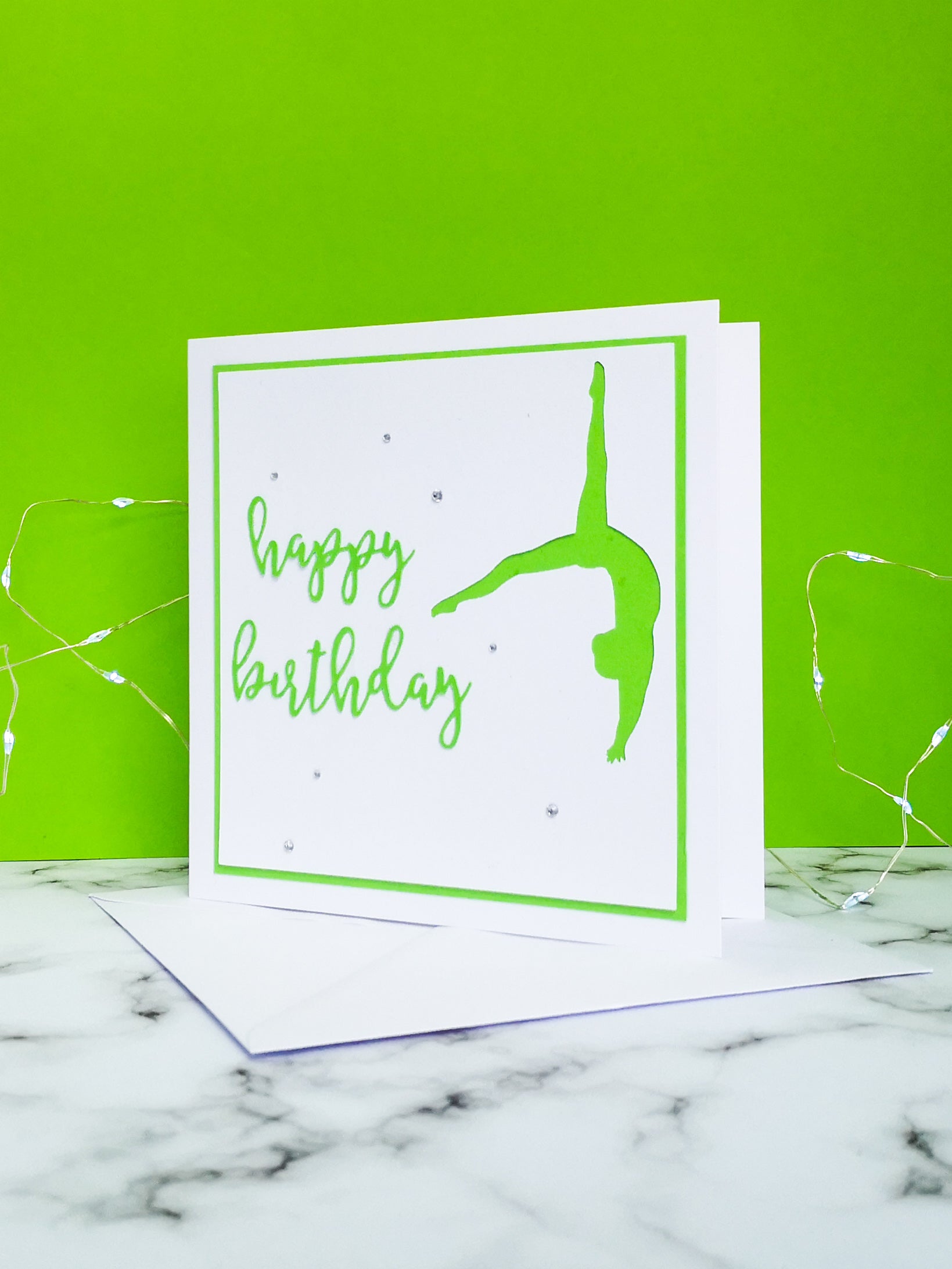 Back Flip | Handmade Large Square Silhouette Birthday Card | The Bright Edition