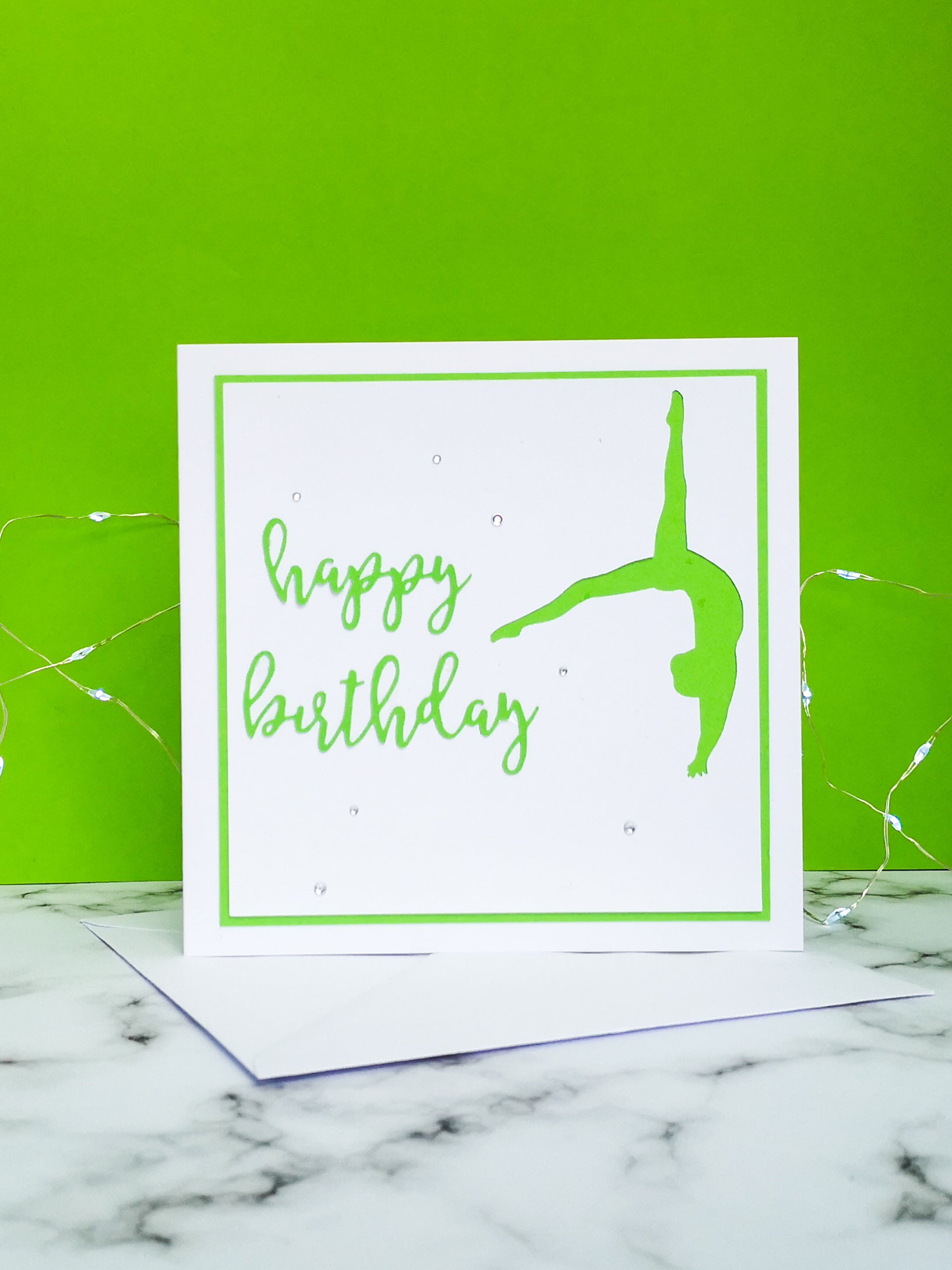 Back Flip | Handmade Large Square Silhouette Birthday Card | The Bright Edition