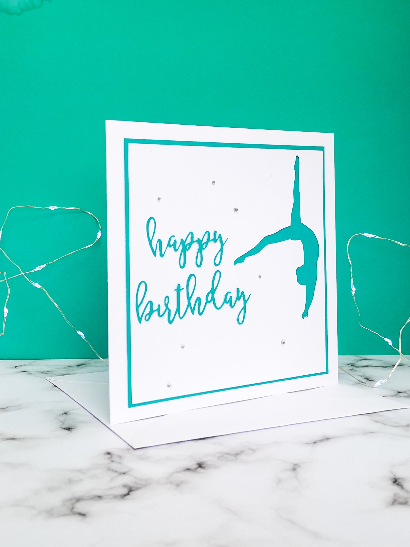 Back Flip | Handmade Large Square Silhouette Birthday Card | The Bright Edition