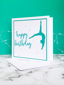 Back Flip | Handmade Large Square Silhouette Birthday Card | The Bright Edition