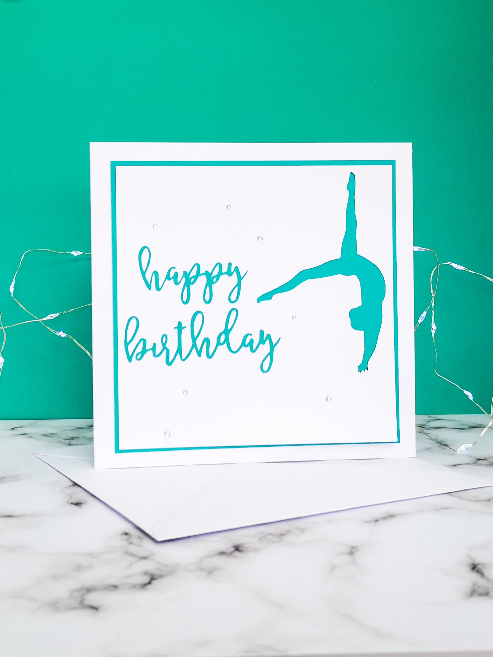 Back Flip | Handmade Large Square Silhouette Birthday Card | The Bright Edition