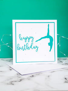 Back Flip | Handmade Large Square Silhouette Birthday Card | The Bright Edition