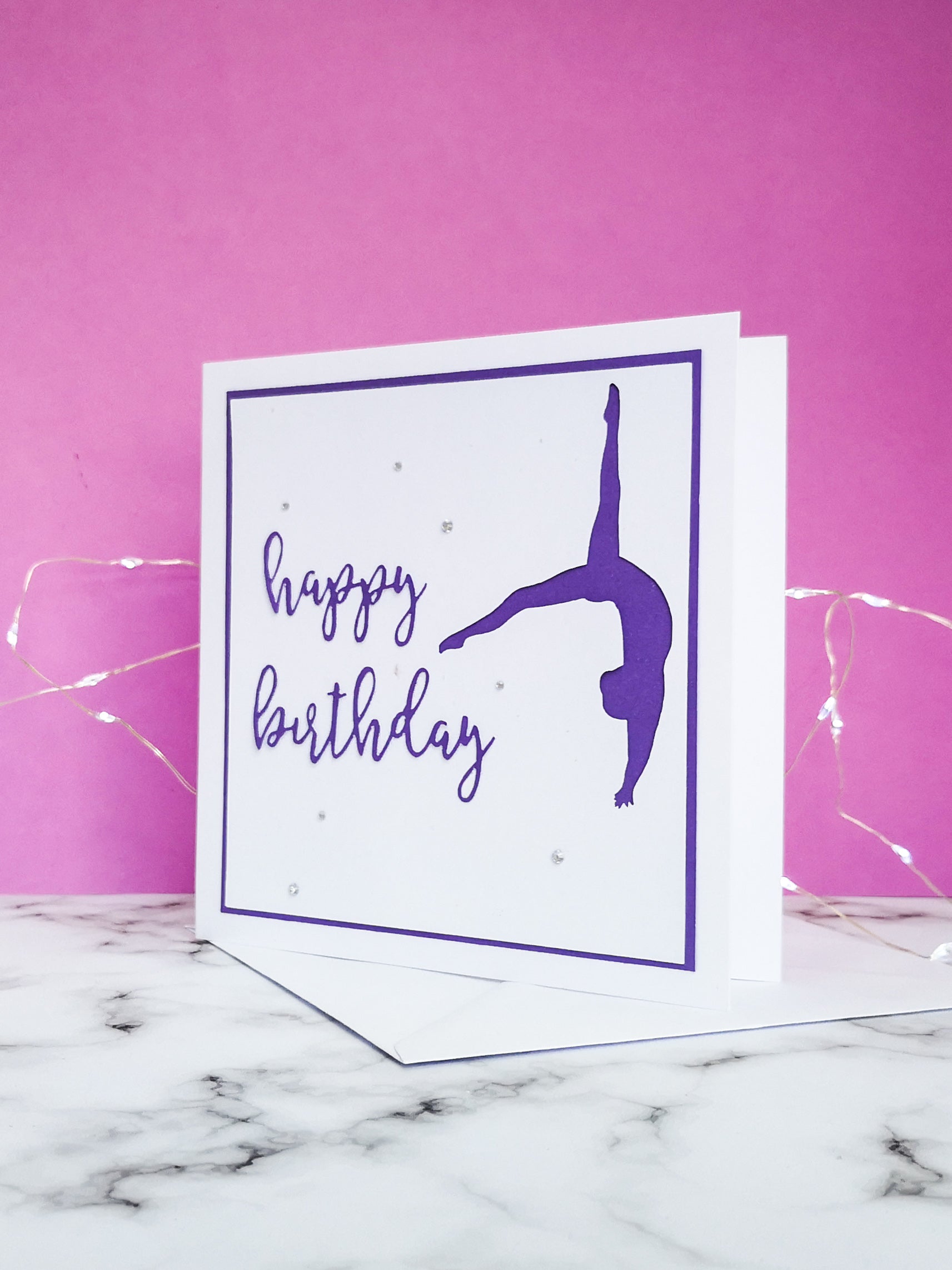 Back Flip | Handmade Large Square Silhouette Birthday Card | The Bright Edition