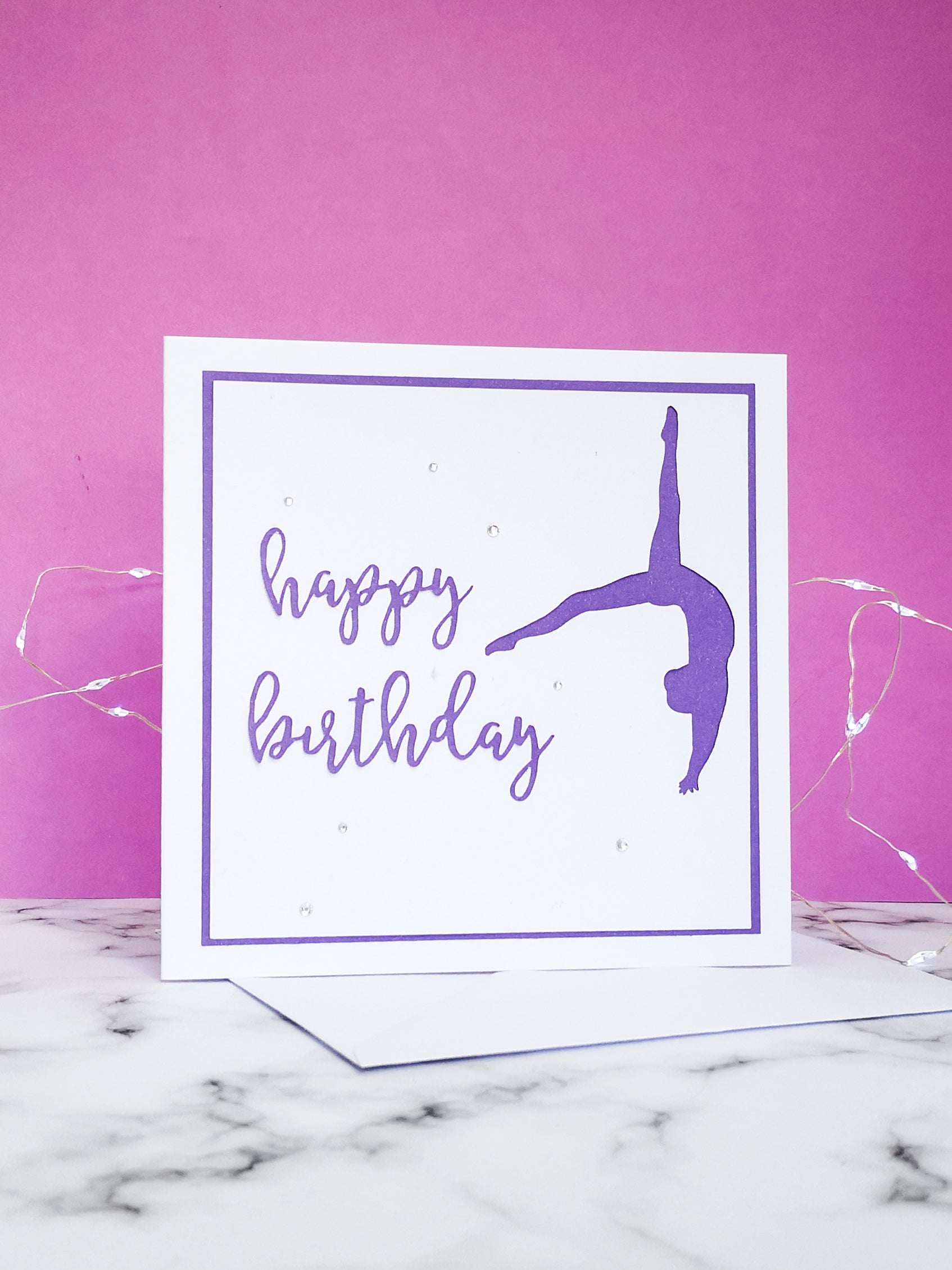 Back Flip | Handmade Large Square Silhouette Birthday Card | The Bright Edition