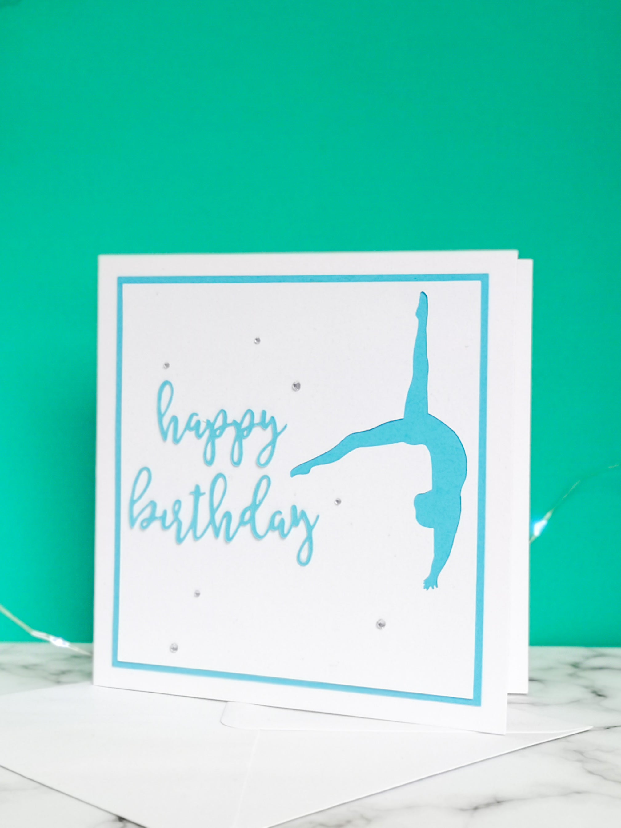 Back Flip | Handmade Large Square Silhouette Birthday Card | The Bright Edition