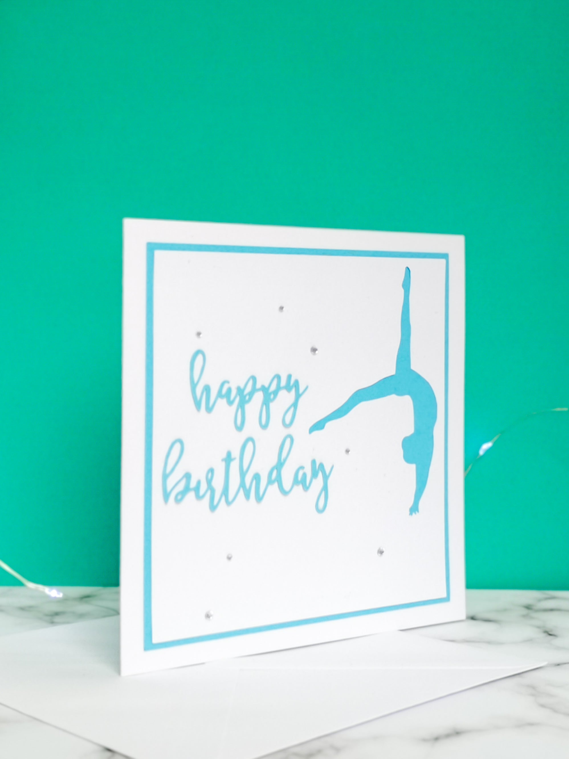 Back Flip | Handmade Large Square Silhouette Birthday Card | The Bright Edition