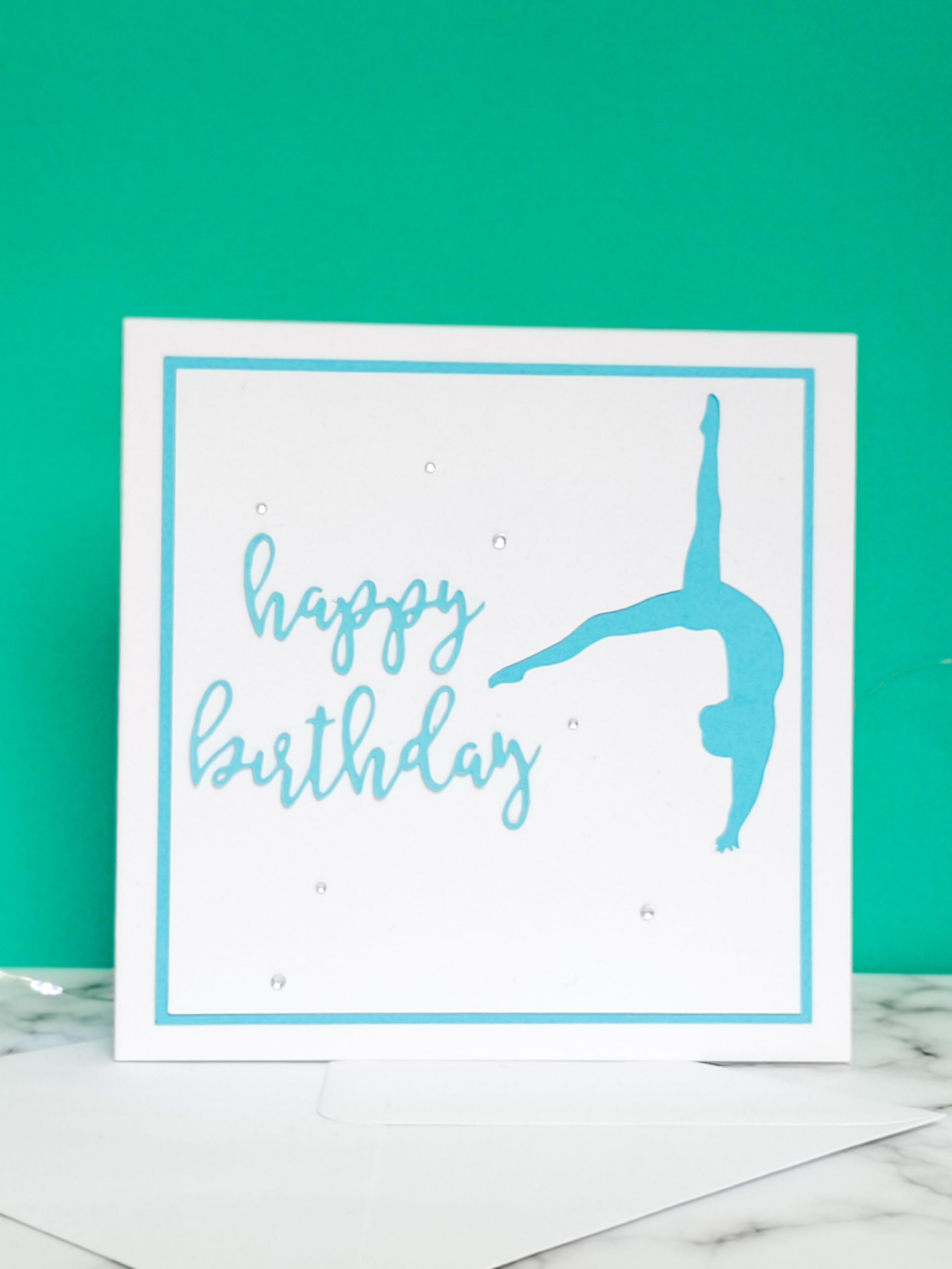 Back Flip | Handmade Large Square Silhouette Birthday Card | The Bright Edition