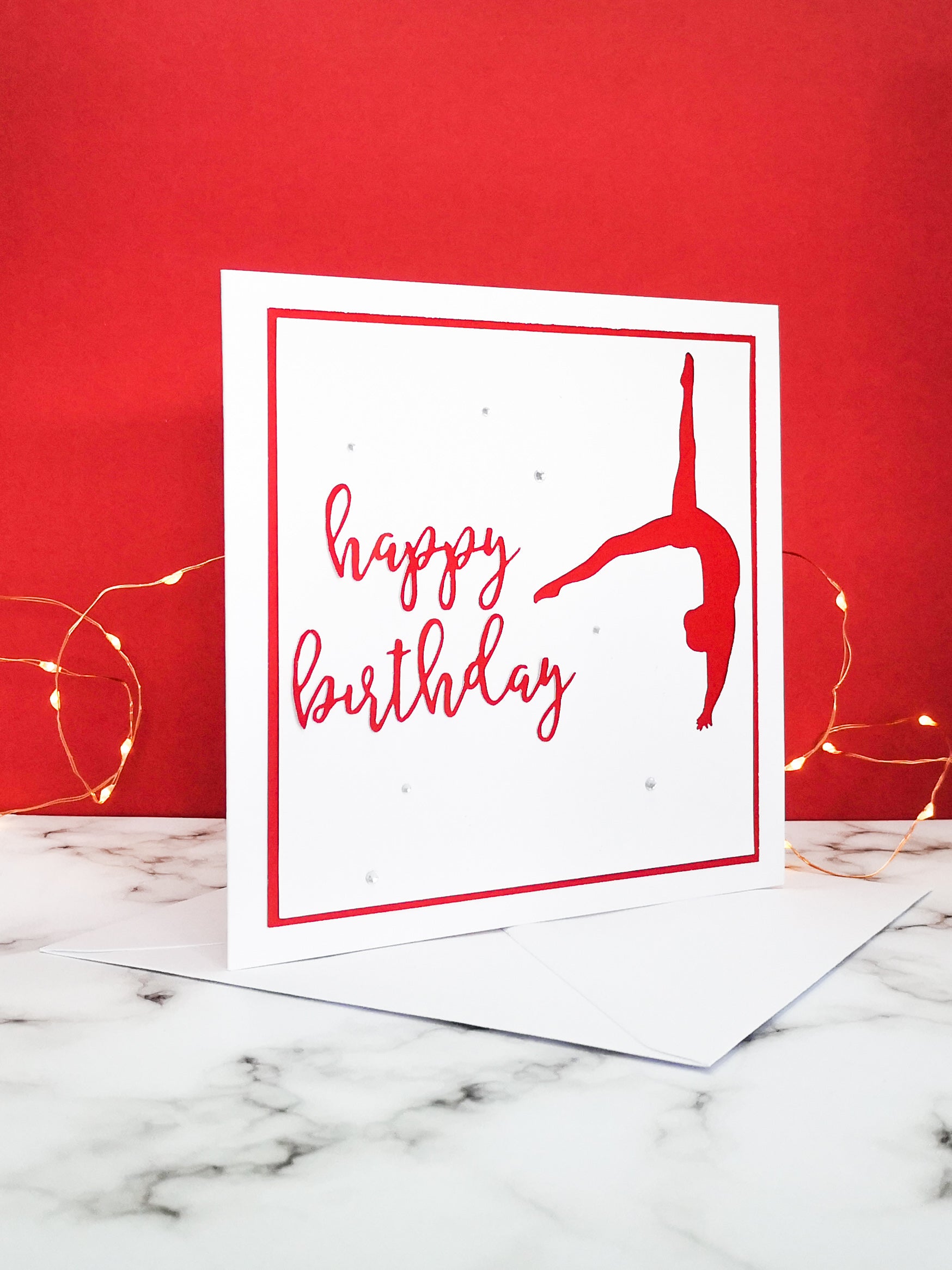 Back Flip | Handmade Large Square Silhouette Birthday Card | The Bright Edition