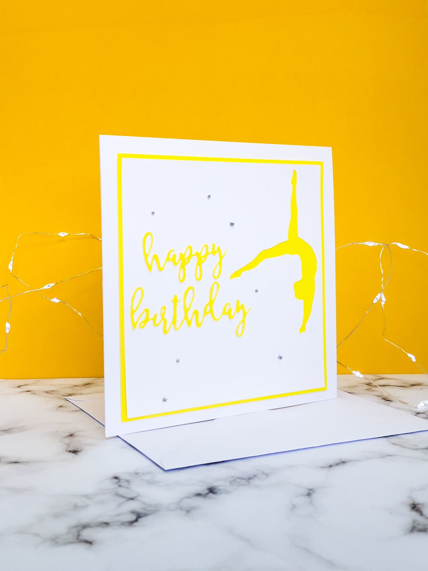 Back Flip | Handmade Large Square Silhouette Birthday Card | The Bright Edition