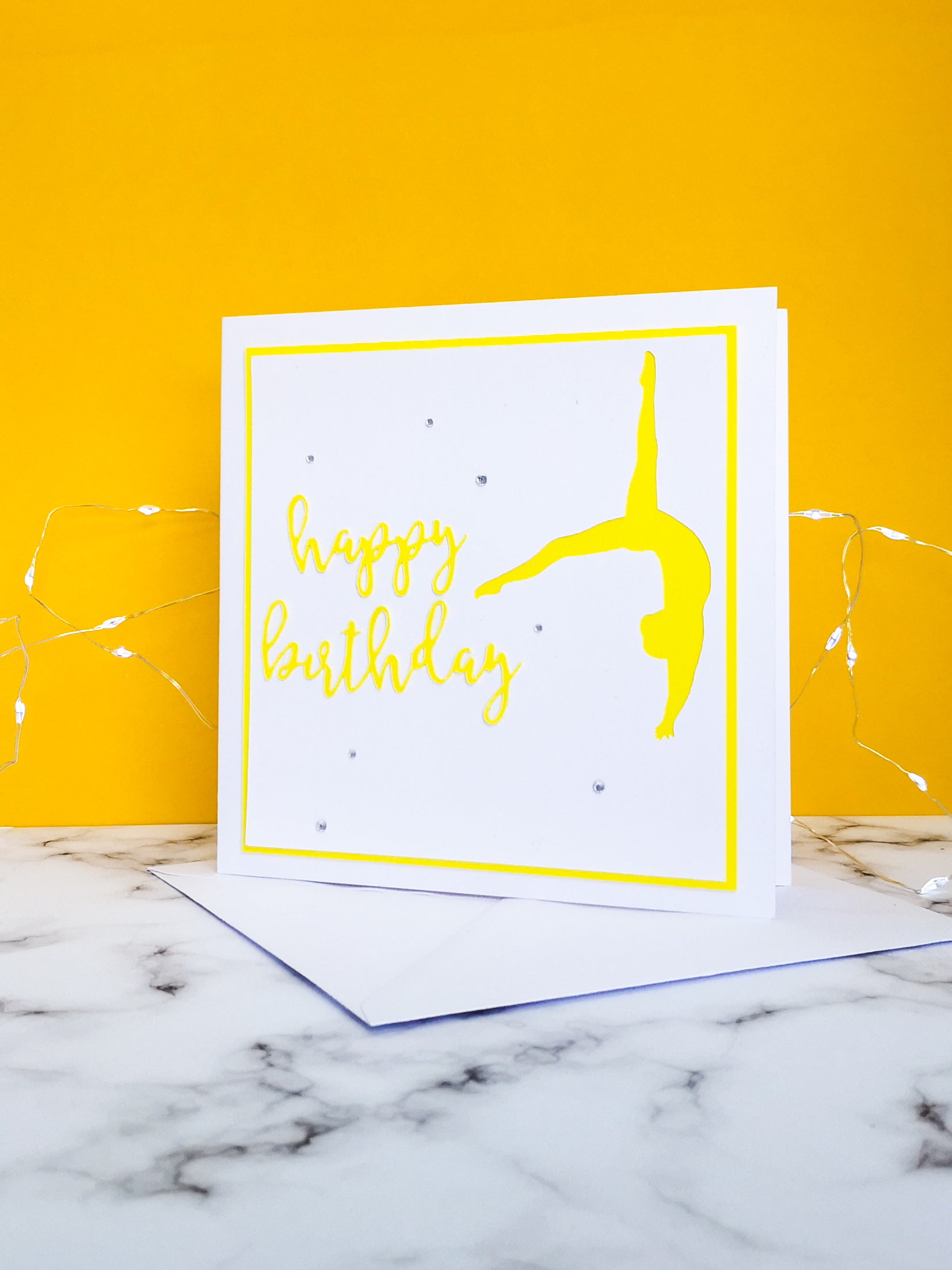 Back Flip | Handmade Large Square Silhouette Birthday Card | The Bright Edition