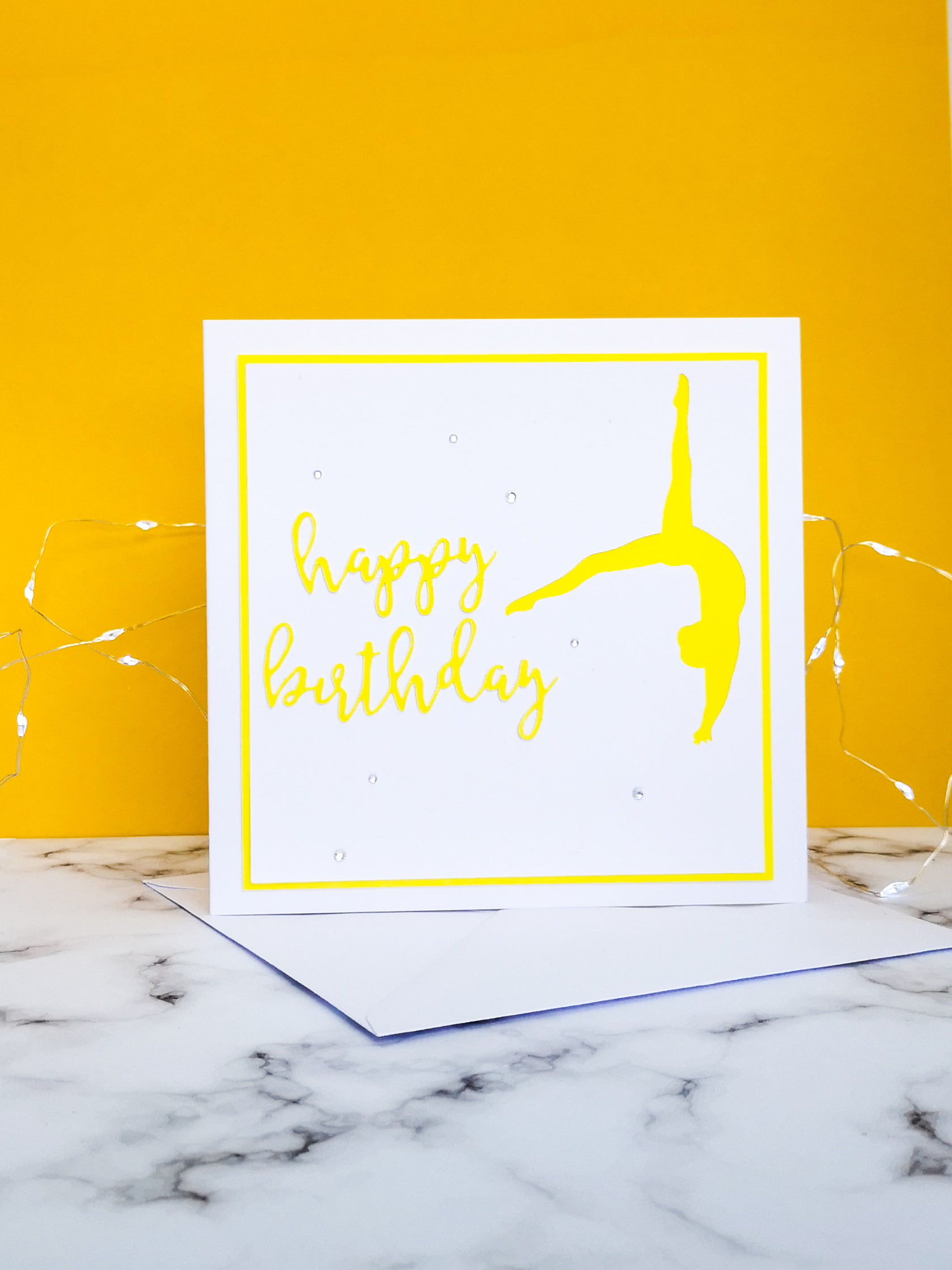 Back Flip | Handmade Large Square Silhouette Birthday Card | The Bright Edition