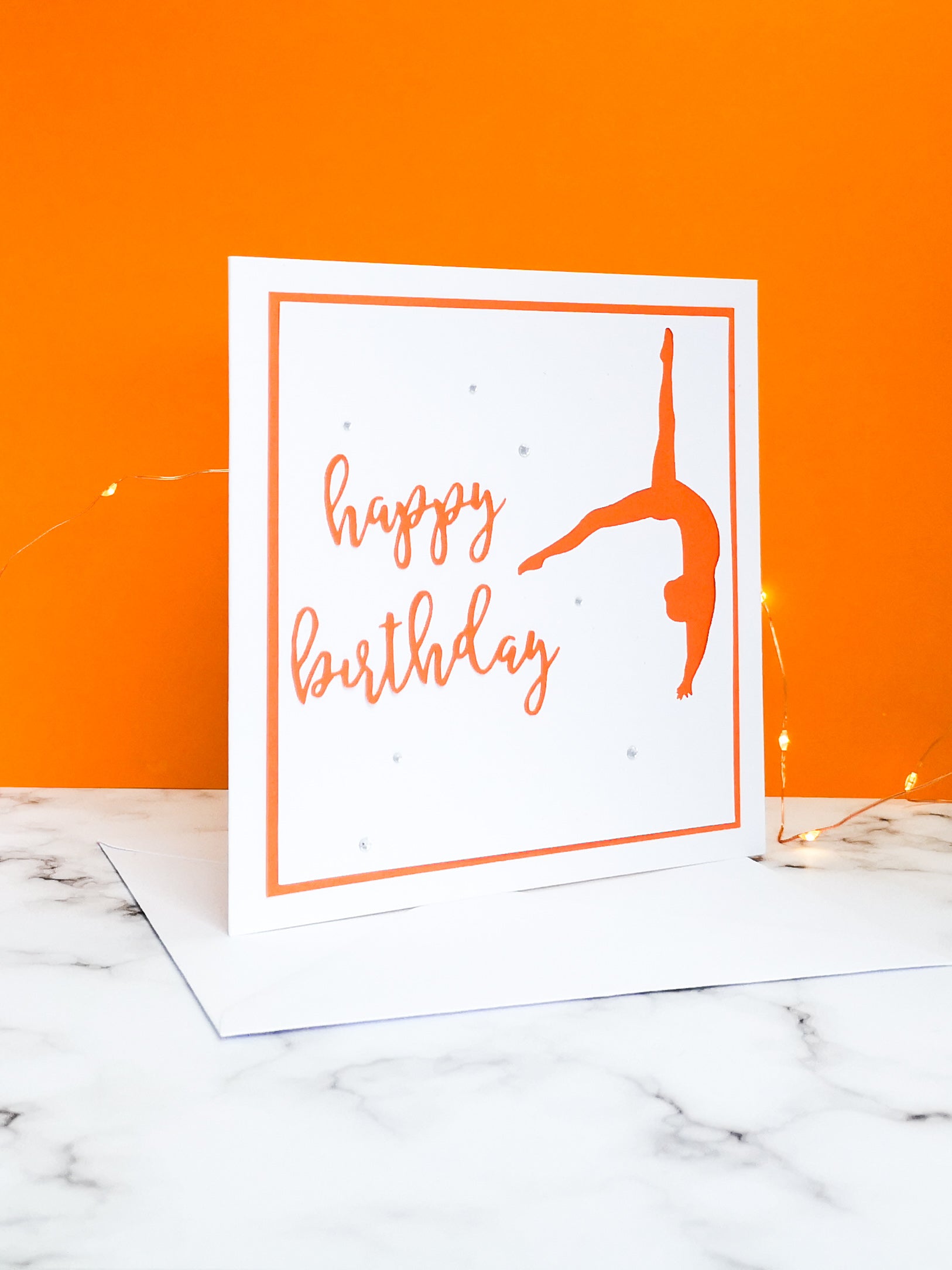 Back Flip | Handmade Large Square Silhouette Birthday Card | The Bright Edition