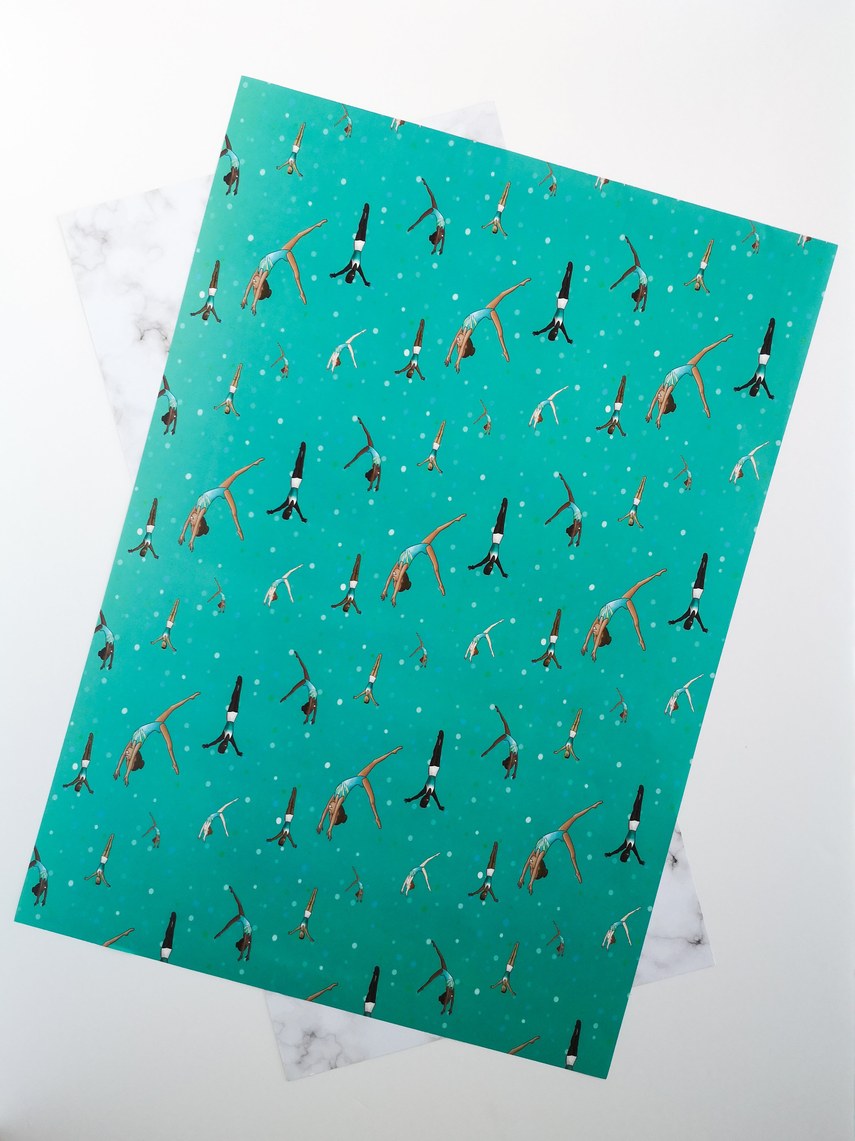 Gymnastics Turquoise Wrapping Paper | A2 Sheets