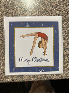 Eilidh The Gymnast | Handmade Gymnastics Christmas Card | Blue