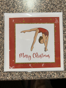 Eilidh The Gymnast | Handmade Gymnastics Christmas Card | Red