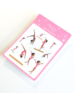 Katie The Gymnast Sticker Sheet | Gymnastics Illustrated Sticker Set