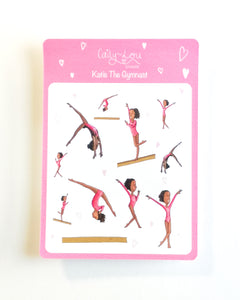 Katie The Gymnast Sticker Sheet | Gymnastics Illustrated Sticker Set