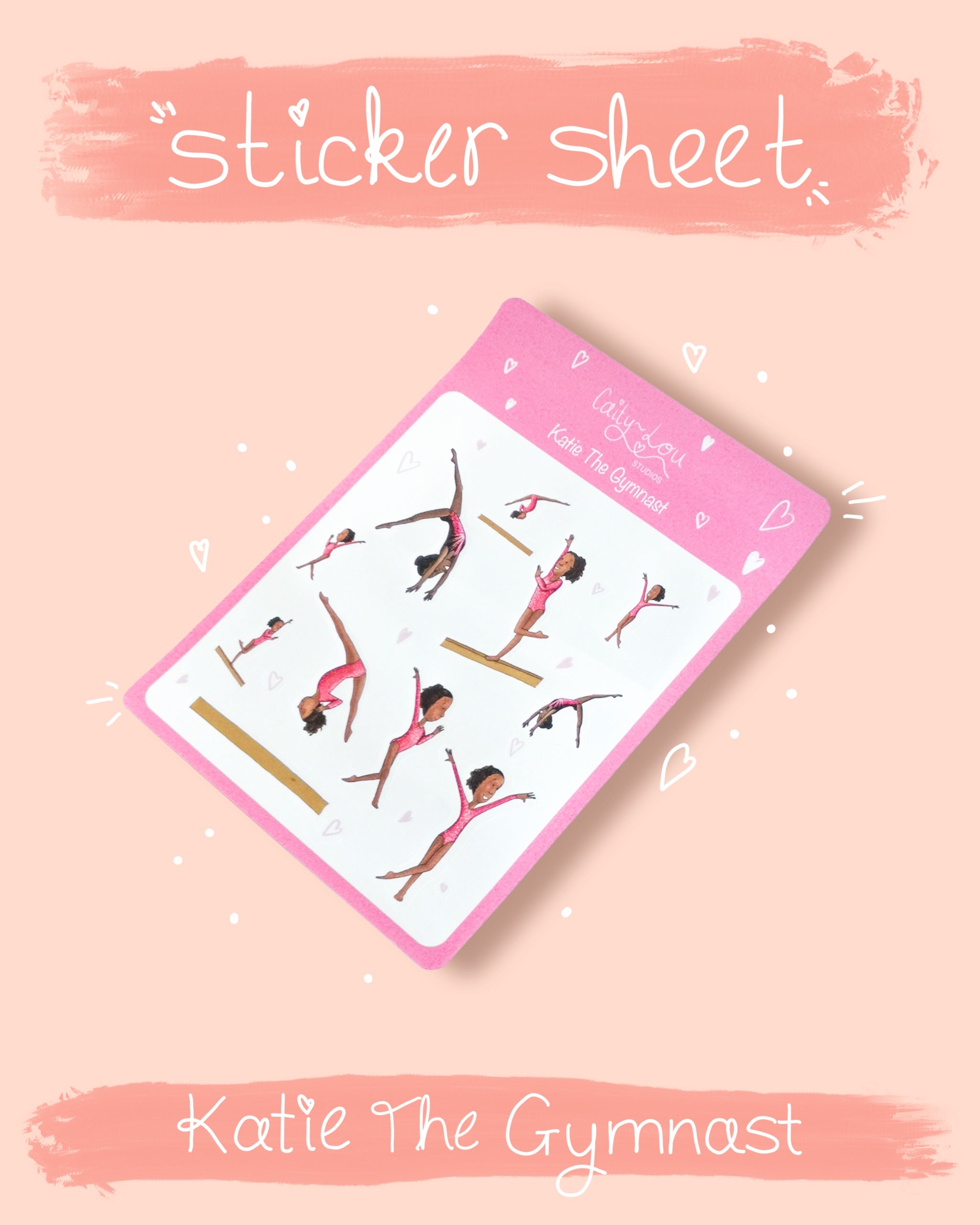 Katie The Gymnast Sticker Sheet | Gymnastics Illustrated Sticker Set