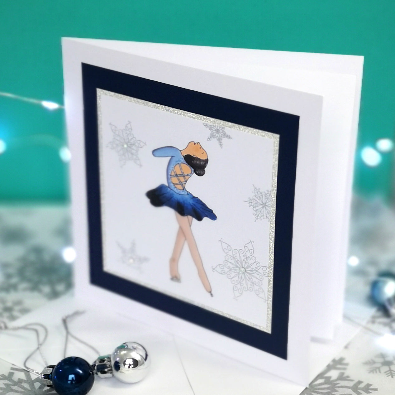 Lily The Figure Skater | Handmade Ice Skating Notecard Card