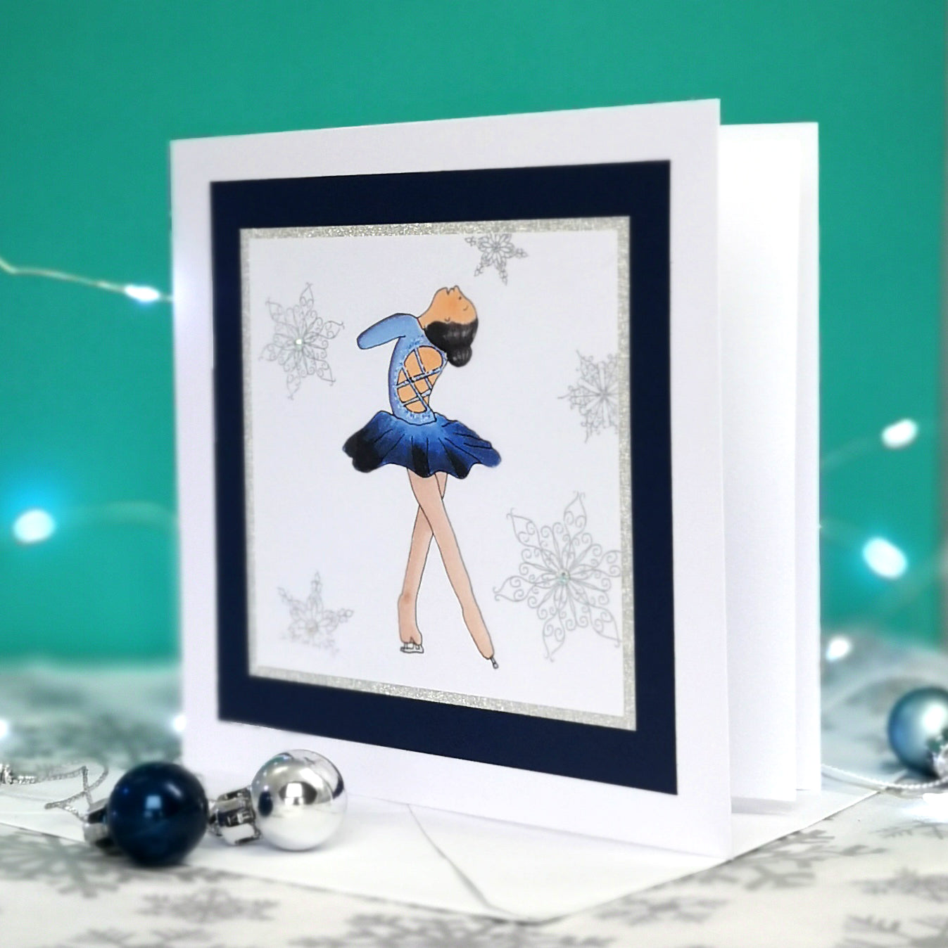 Lily The Figure Skater | Handmade Ice Skating Notecard Card