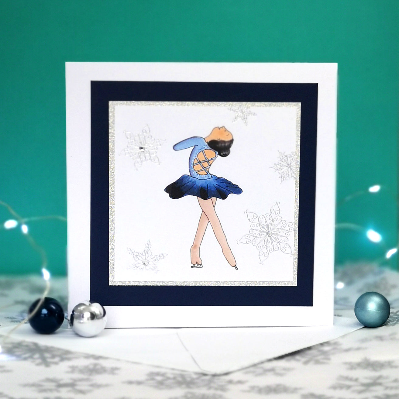 Lily The Figure Skater | Handmade Ice Skating Notecard Card