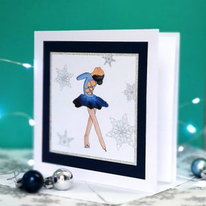 Lily The Figure Skater | Handmade Ice Skating Notecard Card