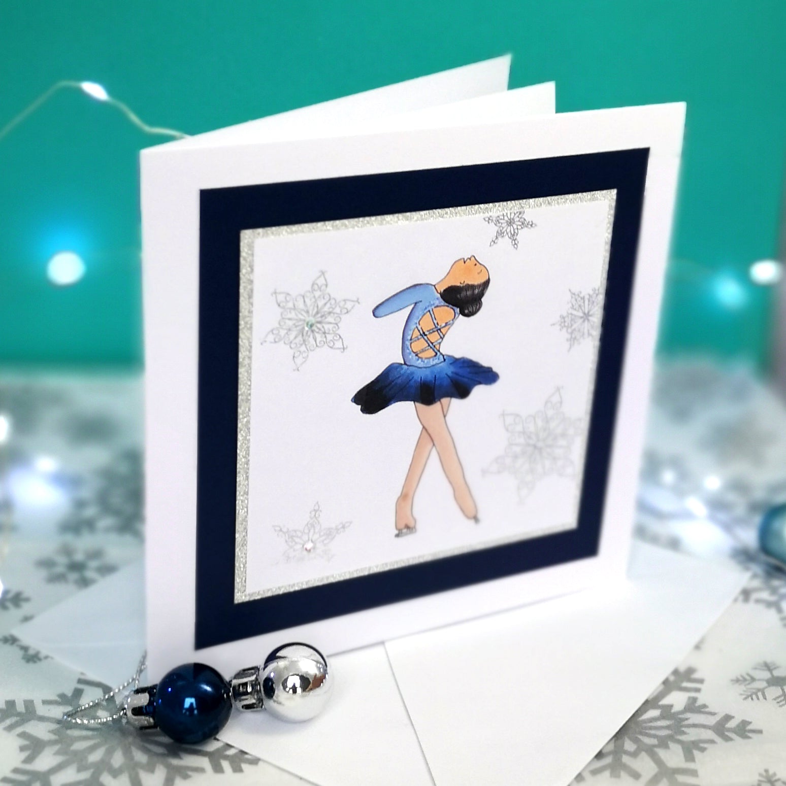 Lily The Figure Skater | Handmade Ice Skating Notecard Card