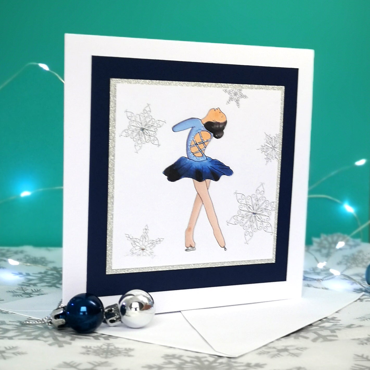 Lily The Figure Skater | Handmade Ice Skating Notecard Card