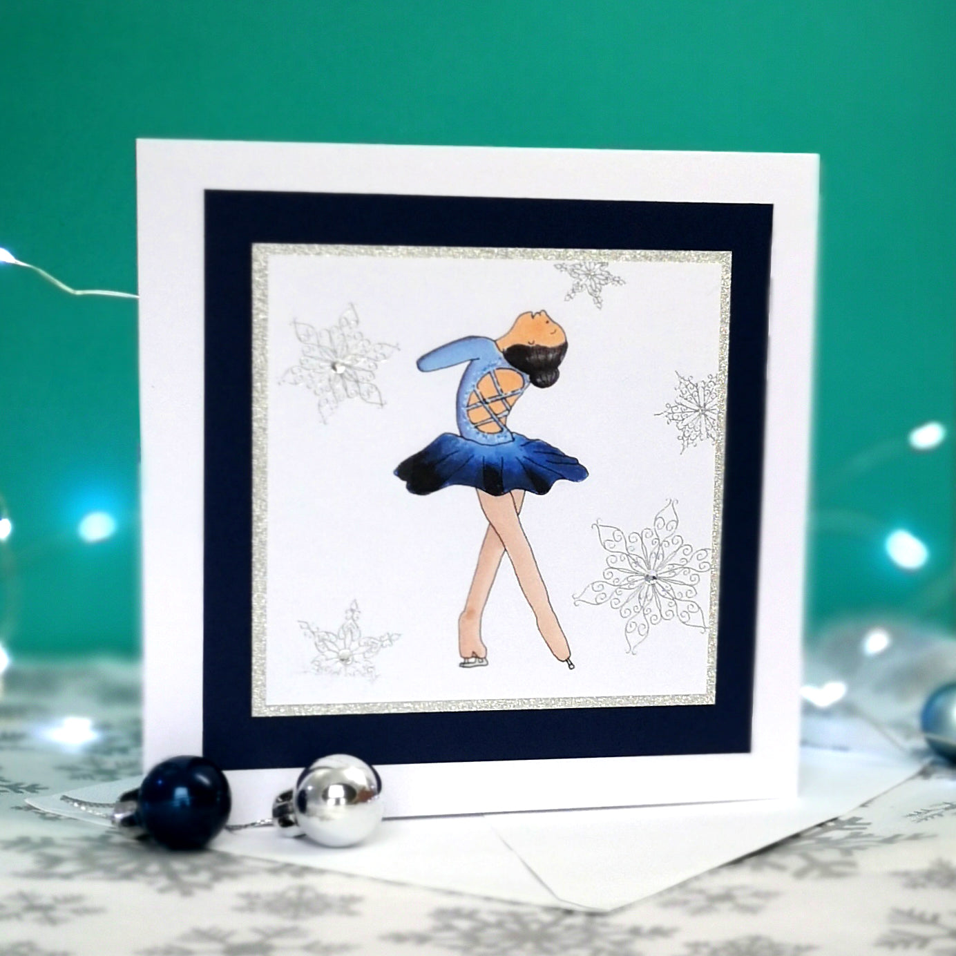 Lily The Figure Skater | Handmade Ice Skating Notecard Card