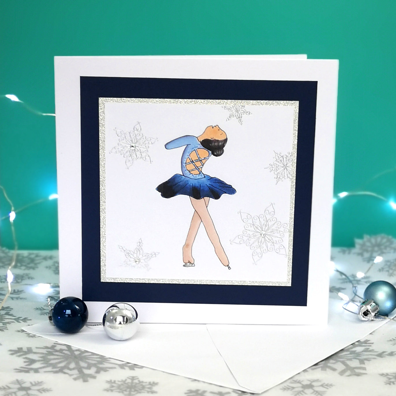 Lily The Figure Skater | Handmade Ice Skating Notecard Card