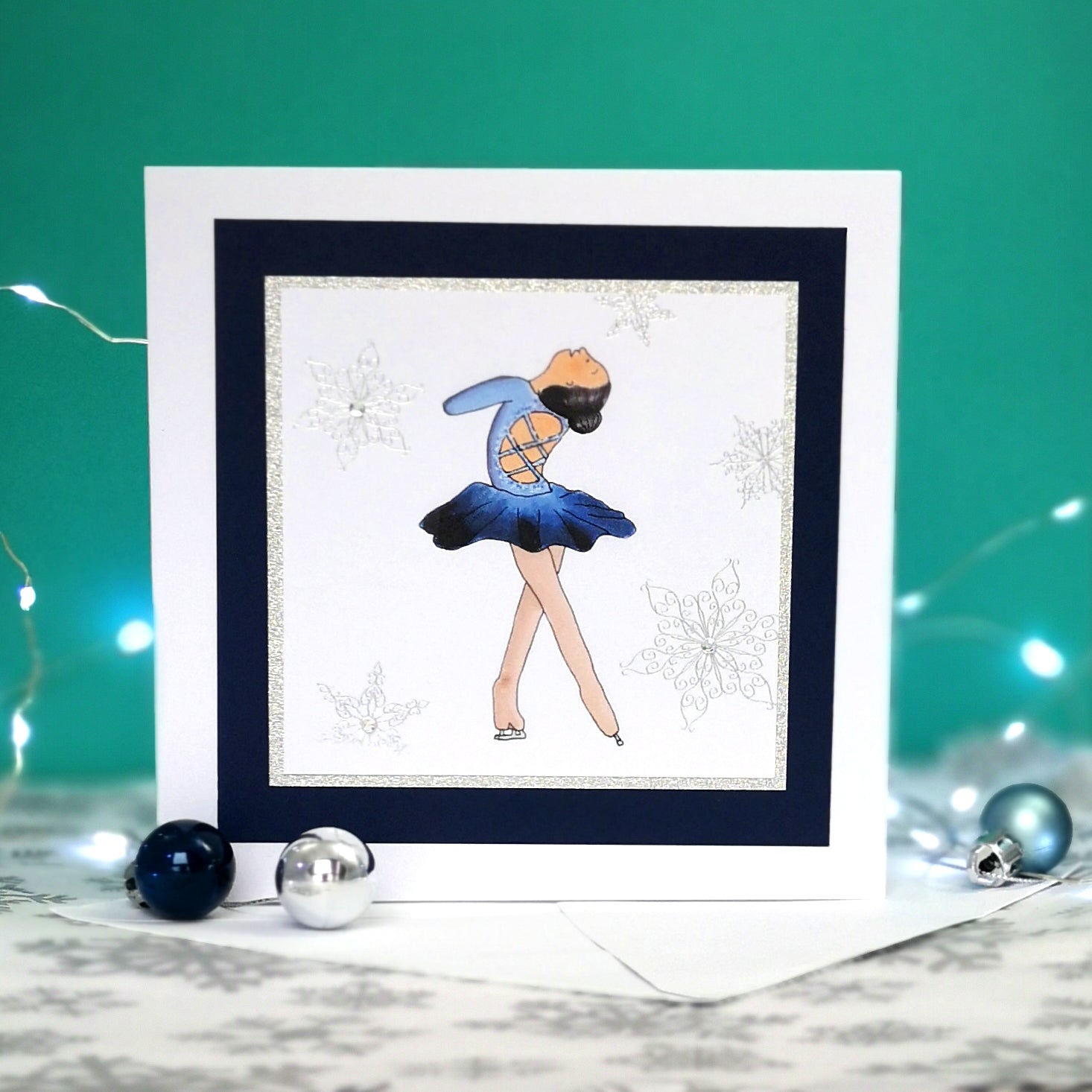 Lily The Figure Skater | Handmade Ice Skating Notecard Card